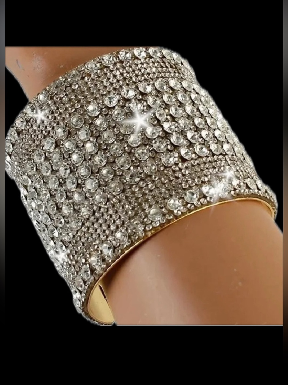 Gold Bling Crystal rhinestone, CZ Bangle Cuff Statement ladies, jewelry Bracelet